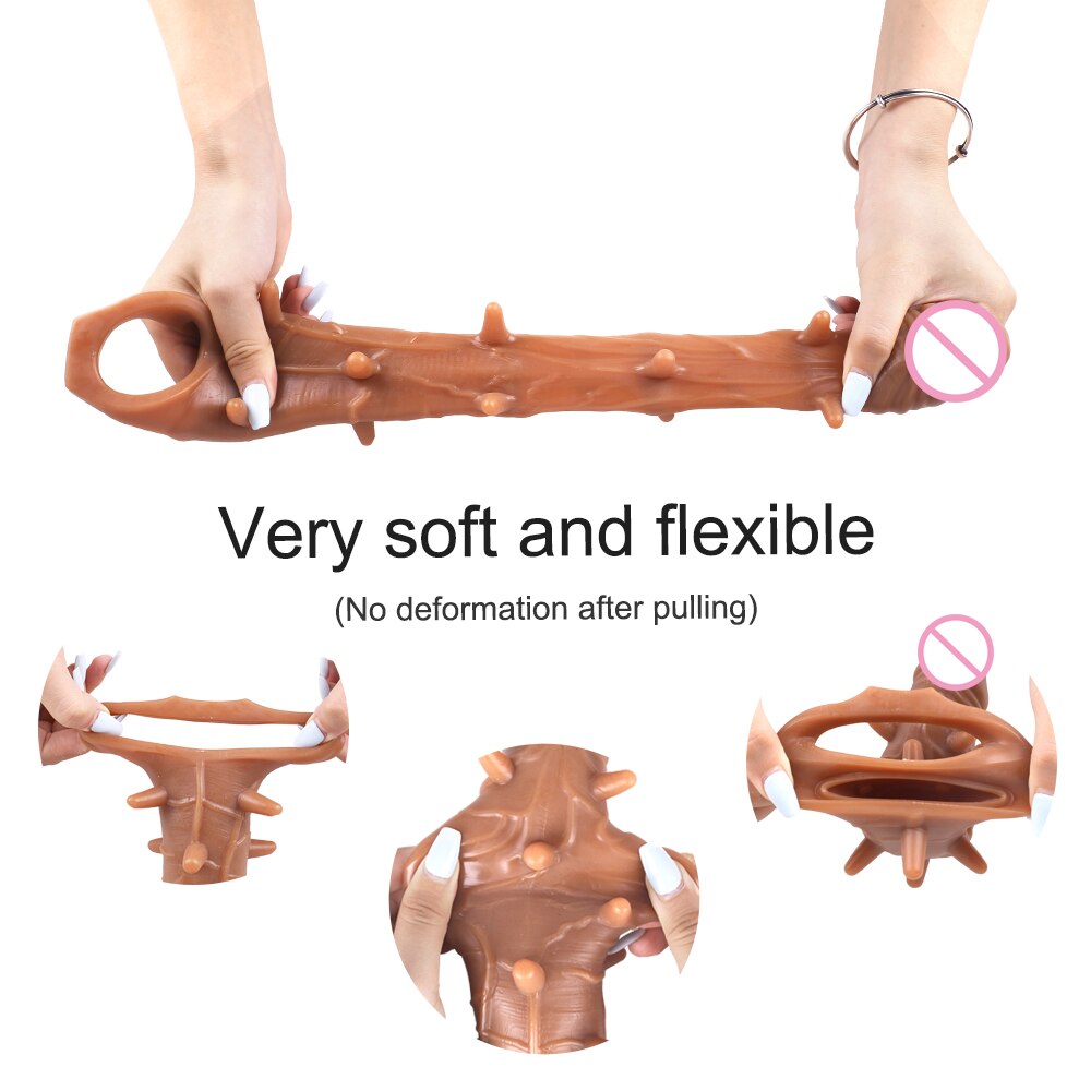 ขนาดใหญ่เครื่องขยายอวัยวะเพศชายเสื้อ Reusable ถุงยางอนามัย Delayed Ejaculation Cock แหวน Dick Enlargemen เซ็กซ์ทอยสำหรับชาย Intimate ดี - buysextoyth