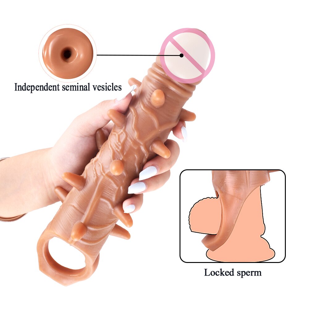 ขนาดใหญ่เครื่องขยายอวัยวะเพศชายเสื้อ Reusable ถุงยางอนามัย Delayed Ejaculation Cock แหวน Dick Enlargemen เซ็กซ์ทอยสำหรับชาย Intimate ดี - buysextoyth