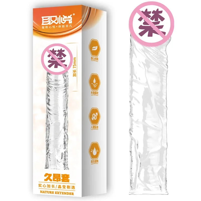 Reusable Penis Extend Sleeve Realistic Dildo Sex Accessories Ring Adult Sex Toy for Men Dildo Condom Cock Erotic Product Shop 18 - buysextoyth