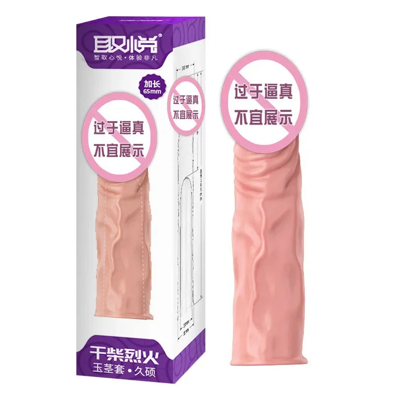 Reusable Penis Extend Sleeve Realistic Dildo Sex Accessories Ring Adult Sex Toy for Men Dildo Condom Cock Erotic Product Shop 18 - buysextoyth