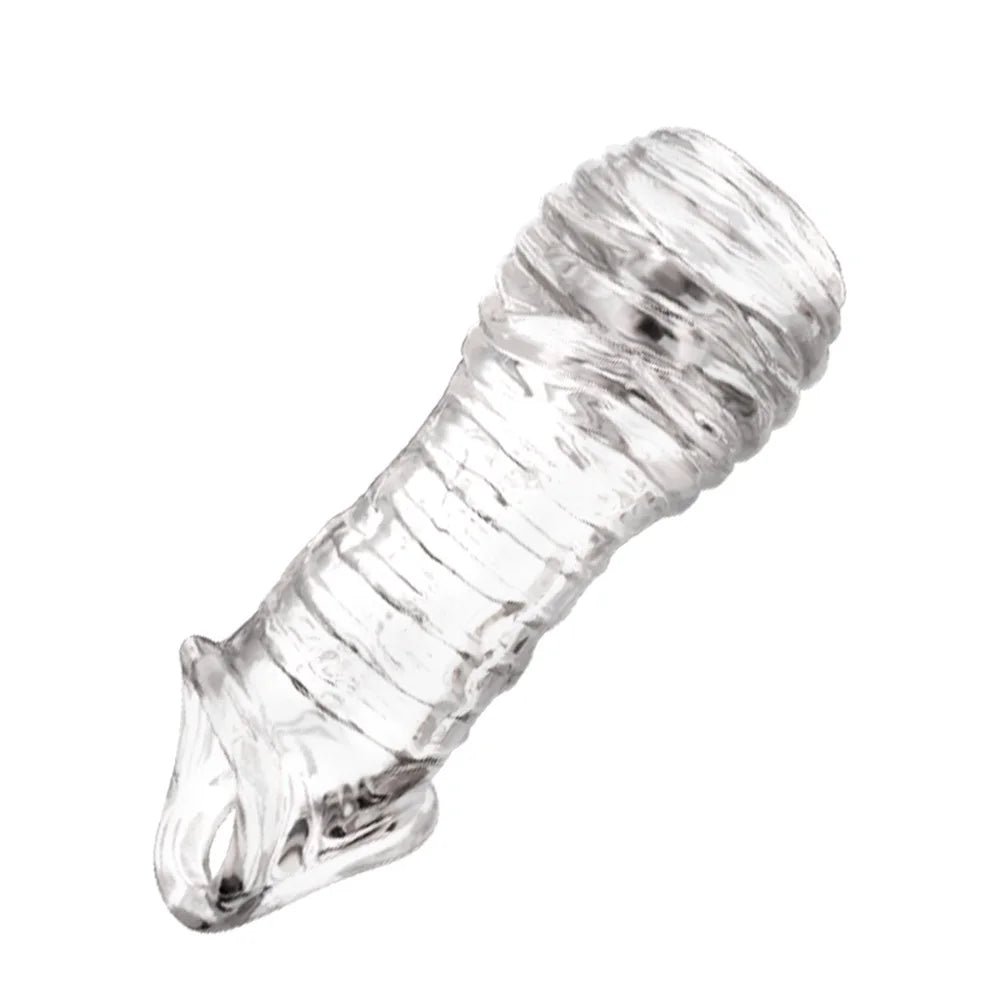 Reusable Penis Extender Cock Rings Delay Ejaculation Penis Condoms Dick Sleeve Silicone Glans Cover Enlargement Sex Toys For Men - buysextoyth