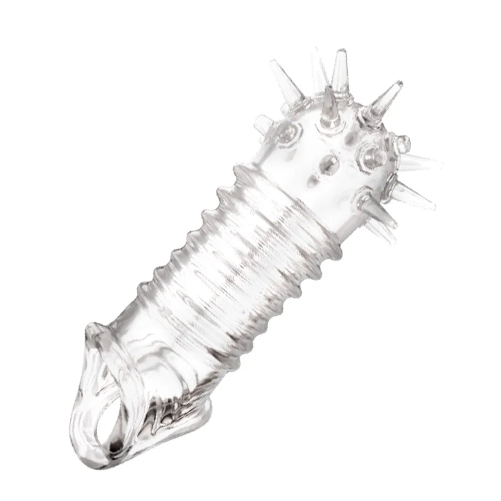 Reusable Penis Extender Cock Rings Delay Ejaculation Penis Condoms Dick Sleeve Silicone Glans Cover Enlargement Sex Toys For Men - buysextoyth