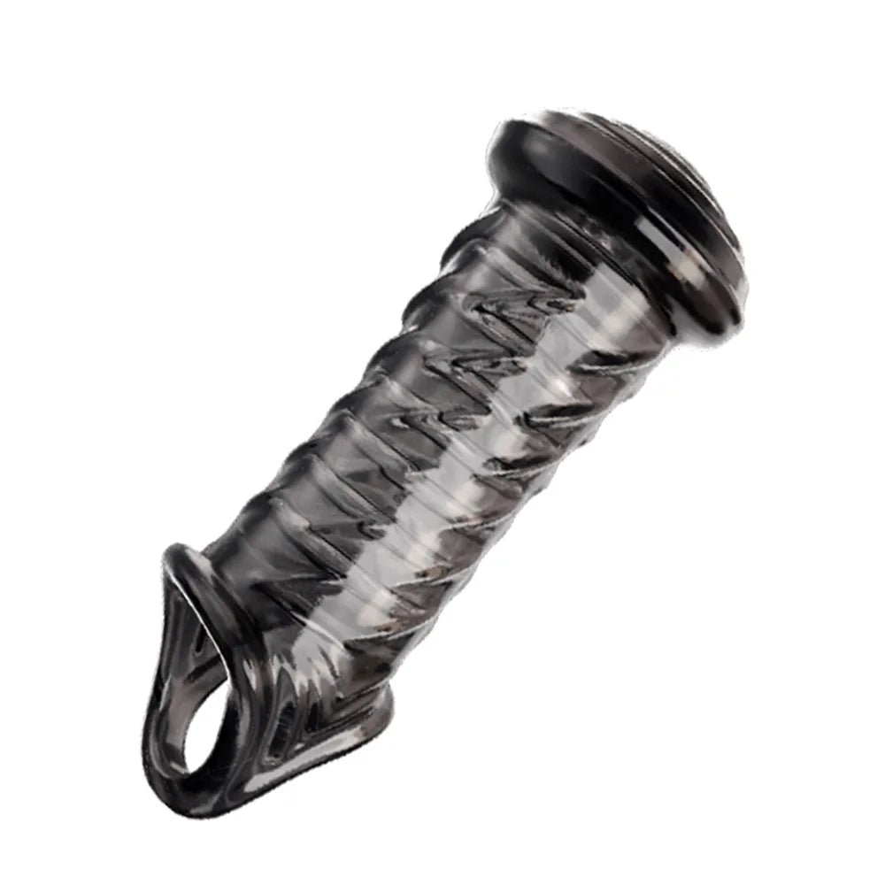 Reusable Penis Extender Cock Rings Delay Ejaculation Penis Condoms Dick Sleeve Silicone Glans Cover Enlargement Sex Toys For Men - buysextoyth