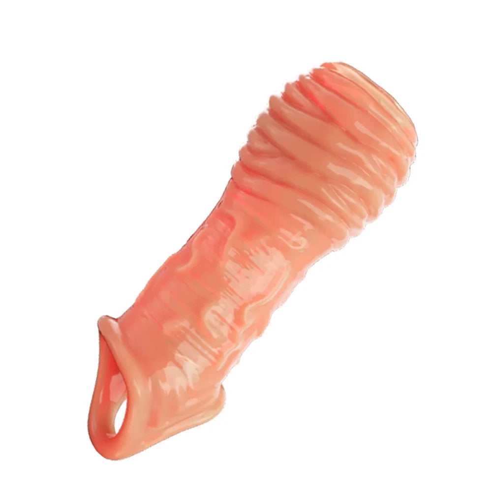 Reusable Penis Extender Cock Rings Delay Ejaculation Penis Condoms Dick Sleeve Silicone Glans Cover Enlargement Sex Toys For Men - buysextoyth