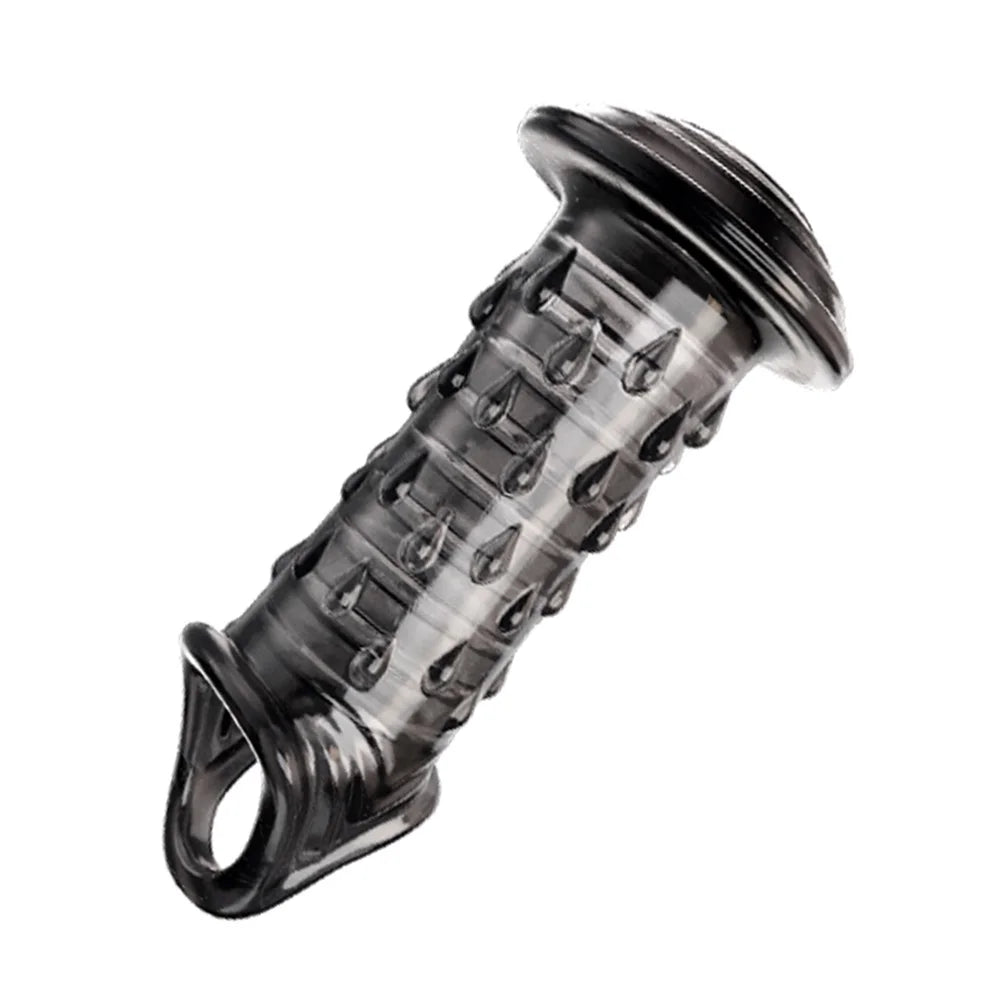Reusable Penis Extender Cock Rings Delay Ejaculation Penis Condoms Dick Sleeve Silicone Glans Cover Enlargement Sex Toys For Men - buysextoyth