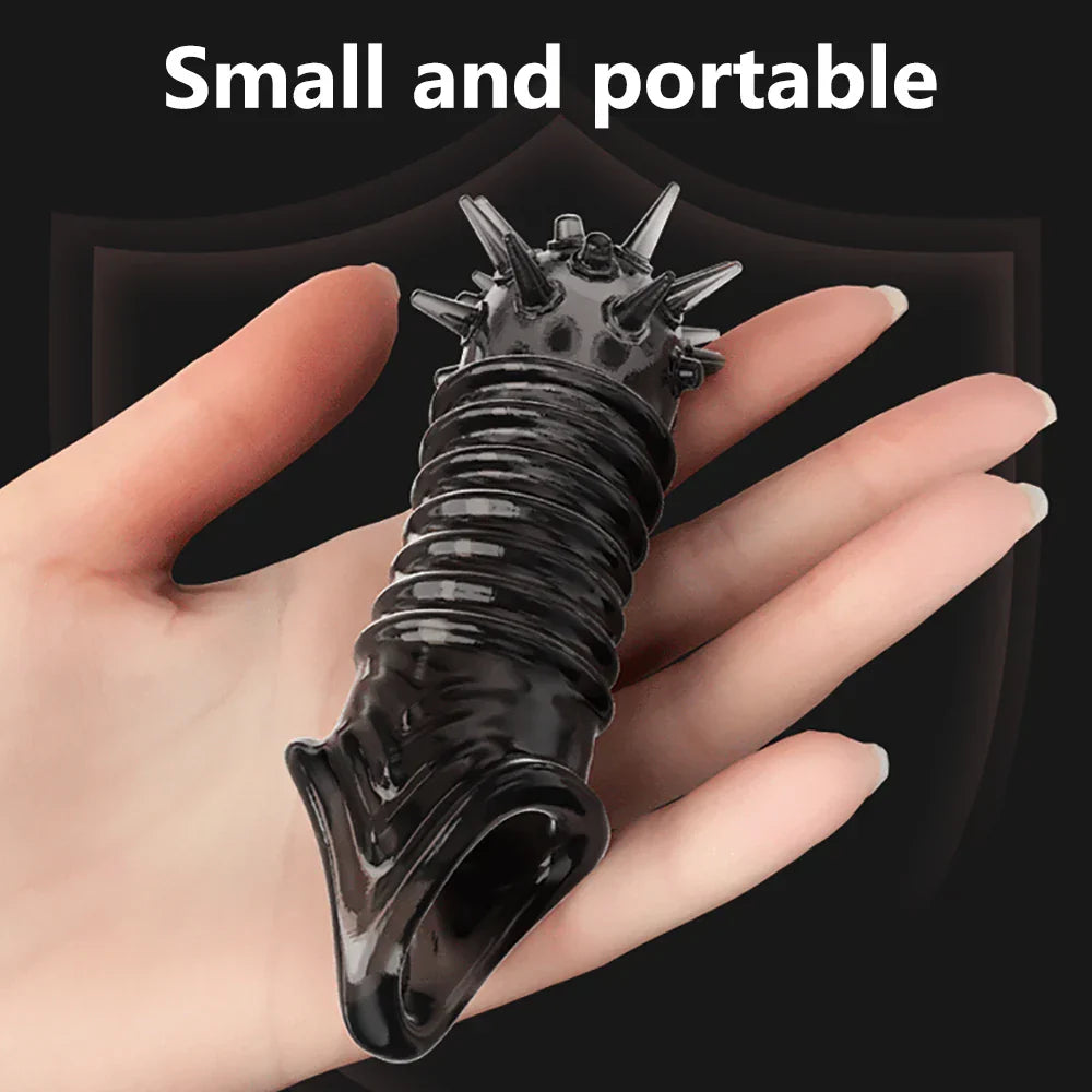 Reusable Penis Extender Cock Rings Delay Ejaculation Penis Condoms Dick Sleeve Silicone Glans Cover Enlargement Sex Toys For Men - buysextoyth