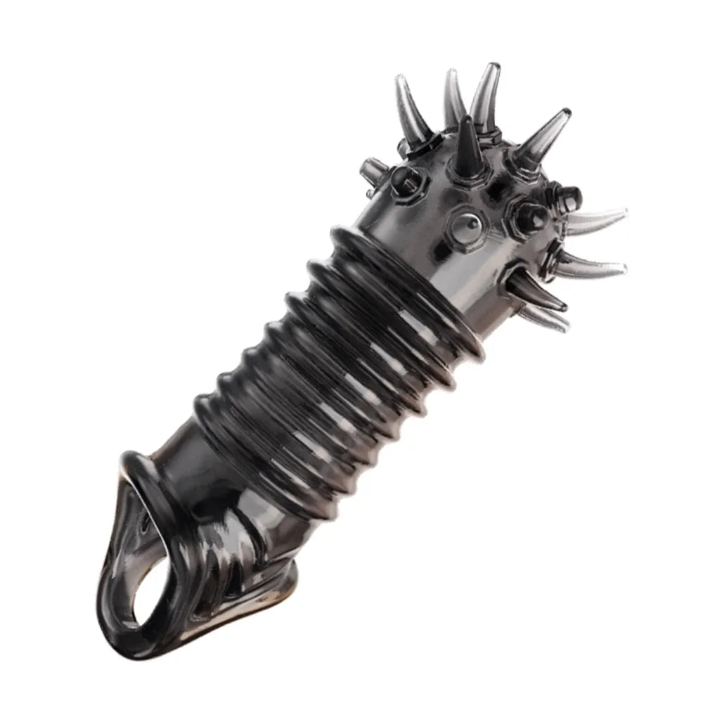 Reusable Penis Extender Cock Rings Delay Ejaculation Penis Condoms Dick Sleeve Silicone Glans Cover Enlargement Sex Toys For Men - buysextoyth