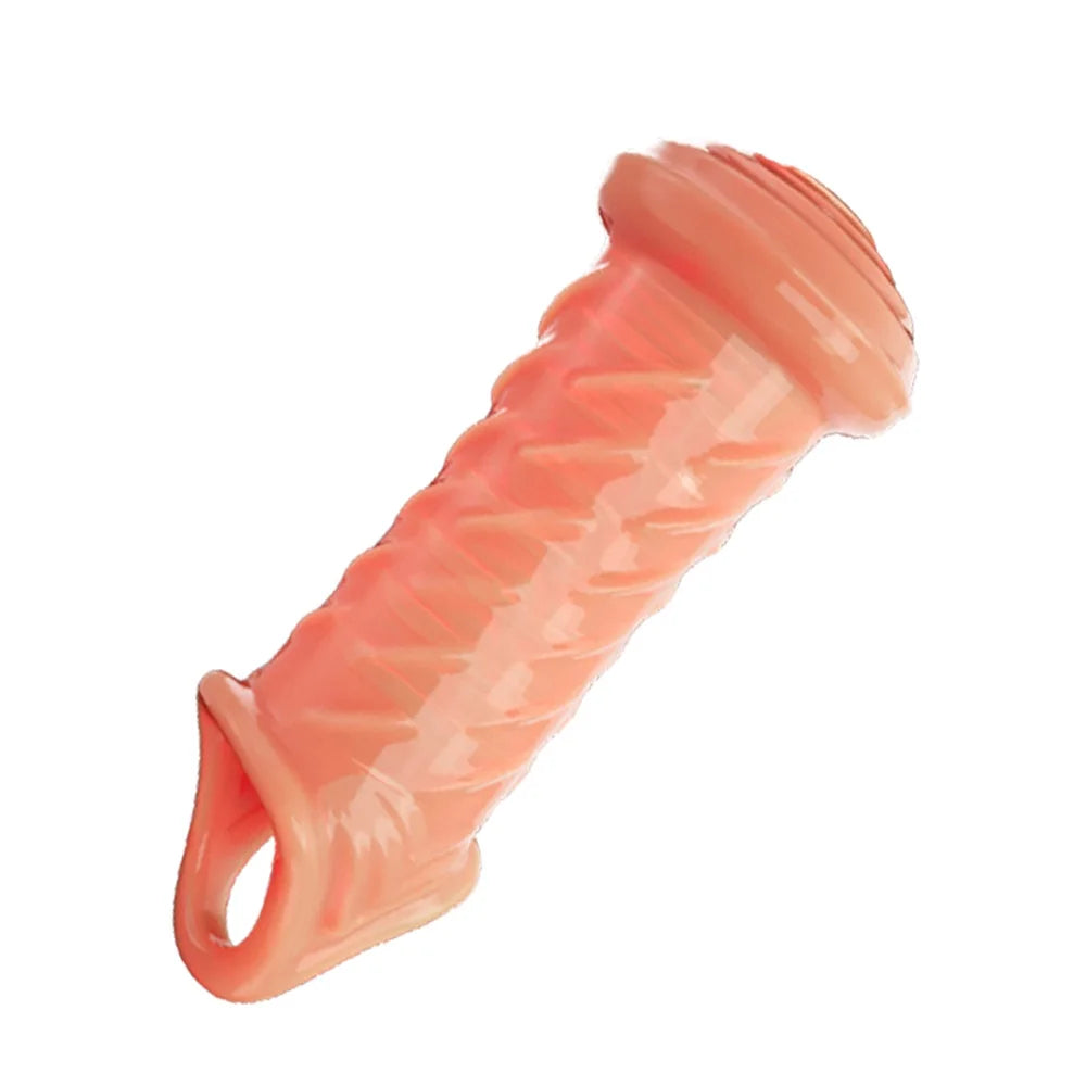 Reusable Penis Extender Cock Rings Delay Ejaculation Penis Condoms Dick Sleeve Silicone Glans Cover Enlargement Sex Toys For Men - buysextoyth
