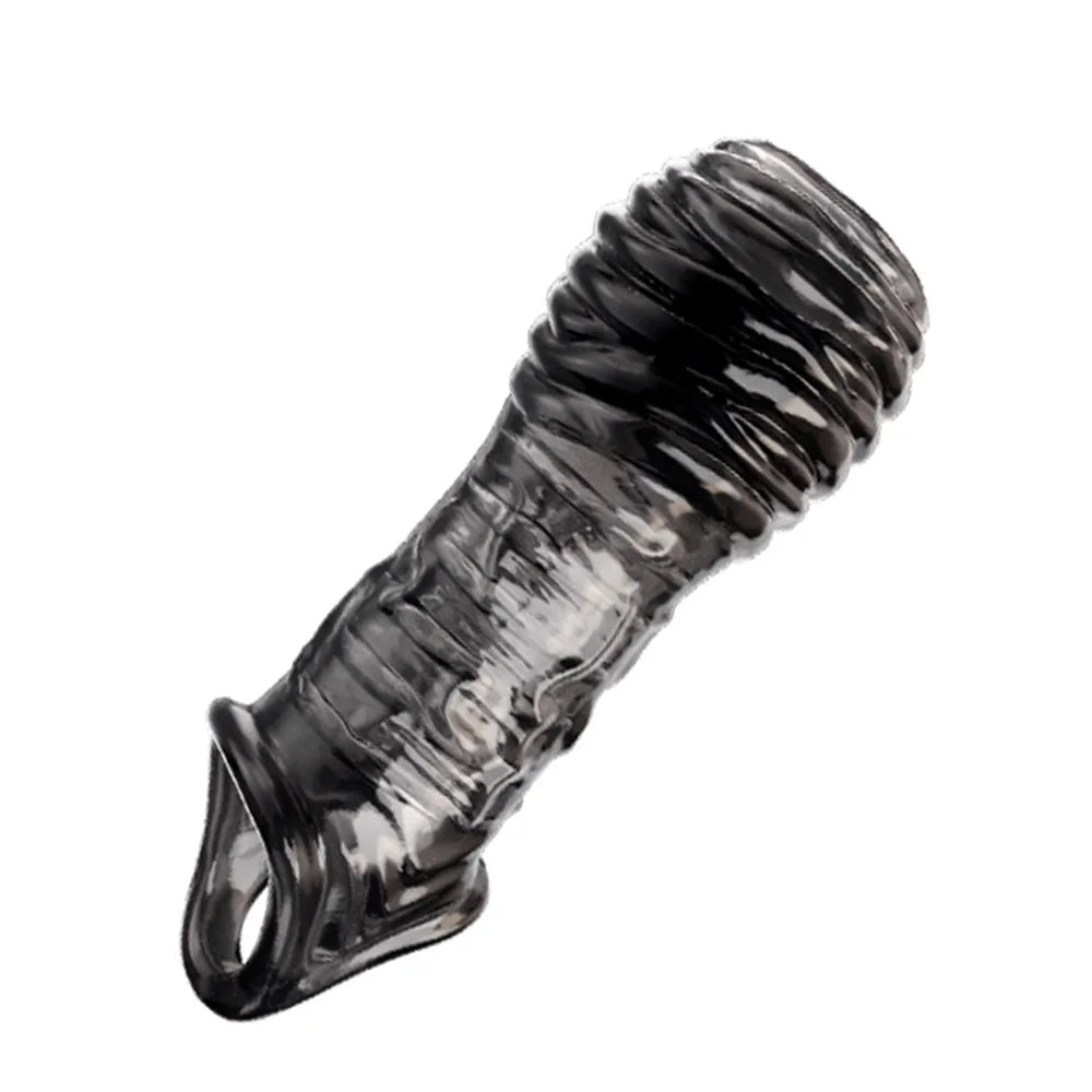 Reusable Penis Extender Cock Rings Delay Ejaculation Penis Condoms Dick Sleeve Silicone Glans Cover Enlargement Sex Toys For Men - buysextoyth