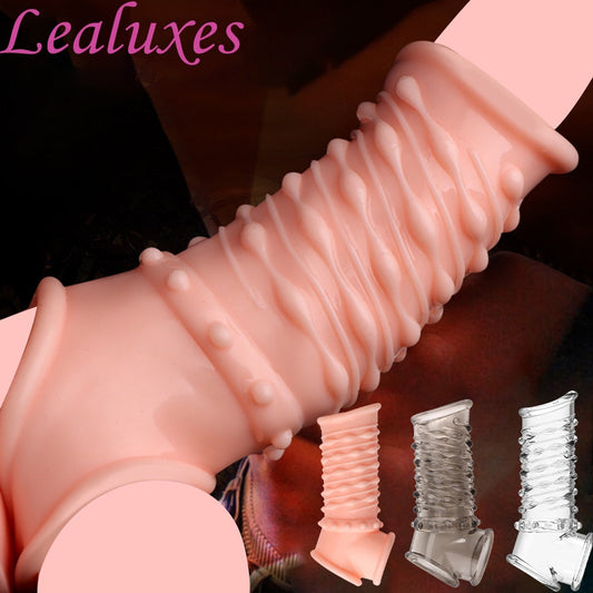 Reusable Penis Sleeve Soft Glans Penis Enlarger Extender Delay Ejaculation Cock แหวนแขนของเล่นสำหรับผู้ใหญ่สำหรับผู้ใหญ่สินค้าเร้าอารมณ์ - buysextoyth