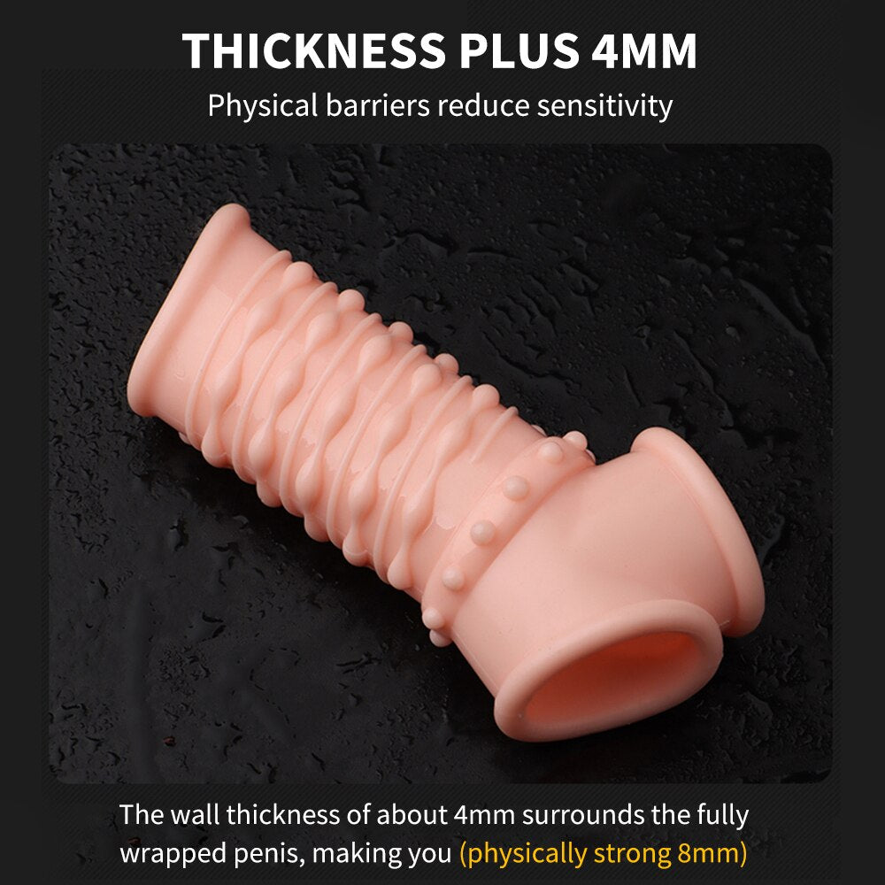Reusable Penis Sleeve Soft Glans Penis Enlarger Extender Delay Ejaculation Cock แหวนแขนของเล่นสำหรับผู้ใหญ่สำหรับผู้ใหญ่สินค้าเร้าอารมณ์ - buysextoyth
