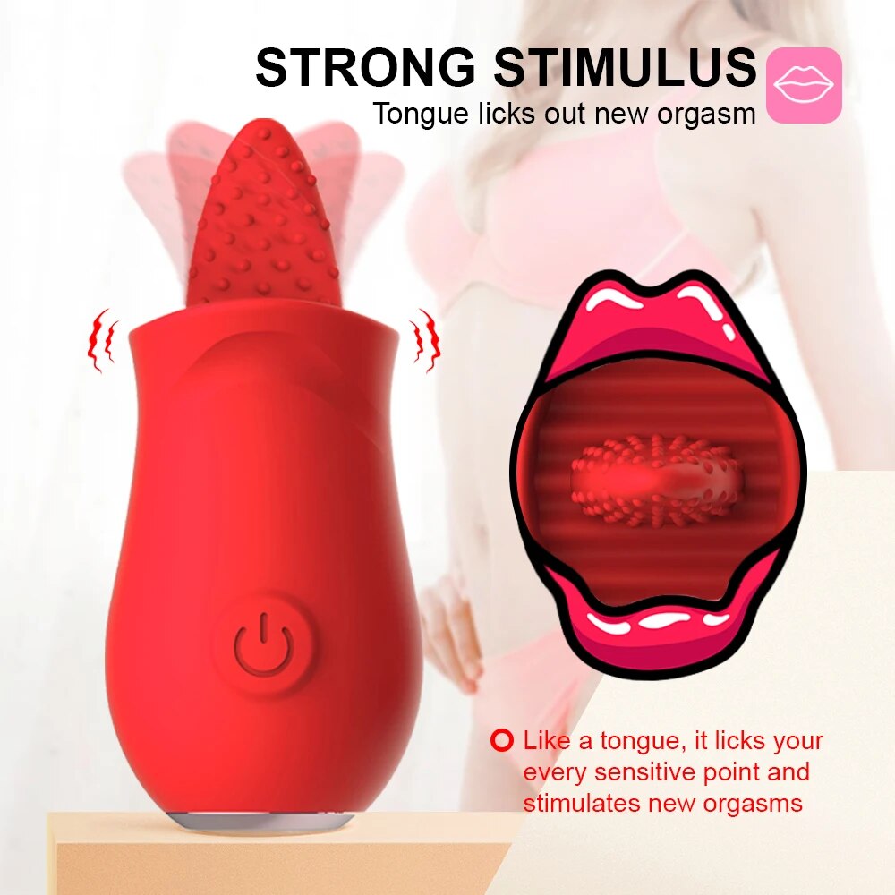 Rose Clitoris Stimulation Vibrator for Women G Spot VibrationTongue Licking Oral Vagina Nipple Massager Female Masturbator - buysextoyth