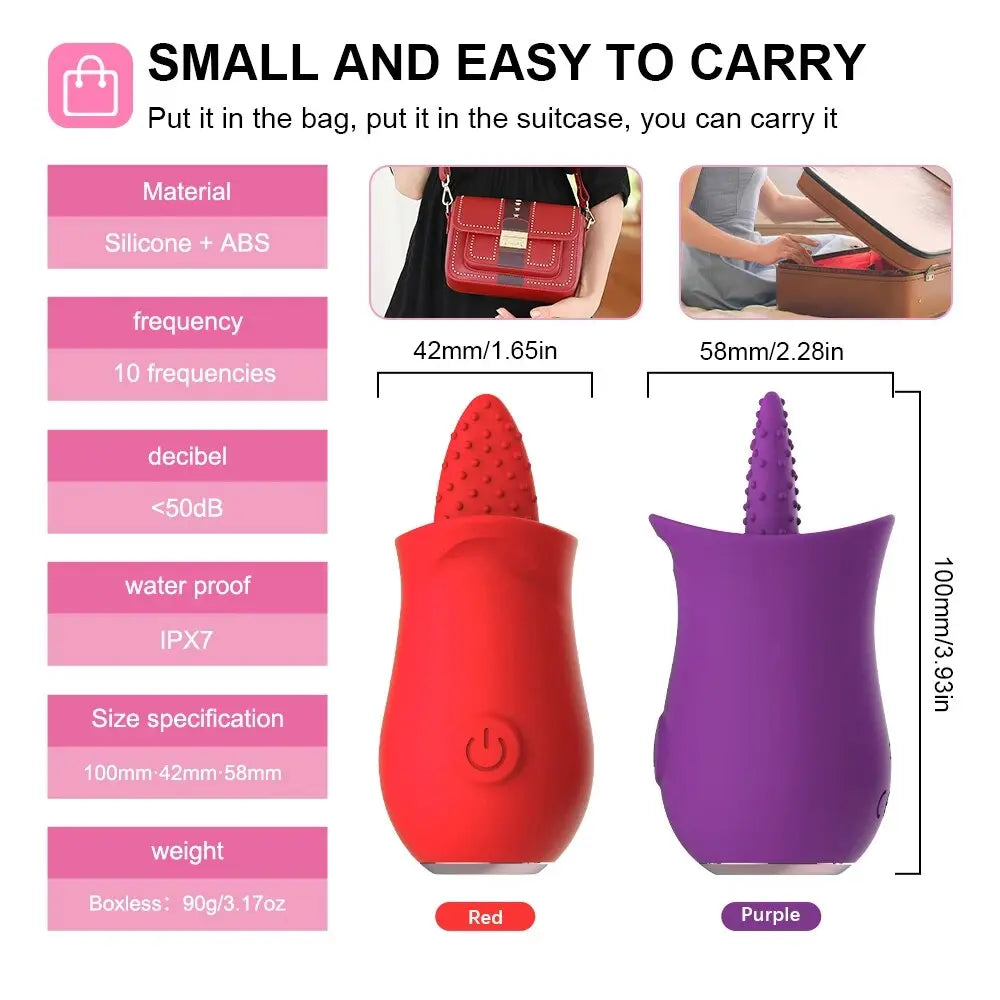 Rose Clitoris Stimulation Vibrator for Women G Spot VibrationTongue Licking Oral Vagina Nipple Massager Female Masturbator - buysextoyth