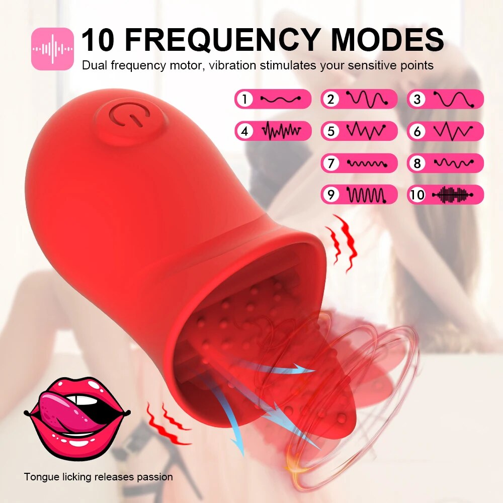 Rose Clitoris Stimulation Vibrator for Women G Spot VibrationTongue Licking Oral Vagina Nipple Massager Female Masturbator - buysextoyth