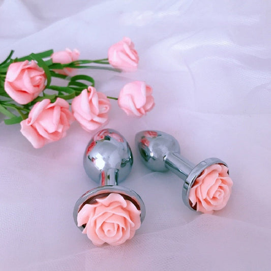 Rose Flower Anal Plug for Men and Women  Masturbator Adult Sex Goods Stainless Steel Butt  Toys  Adults  Products - buysextoyth