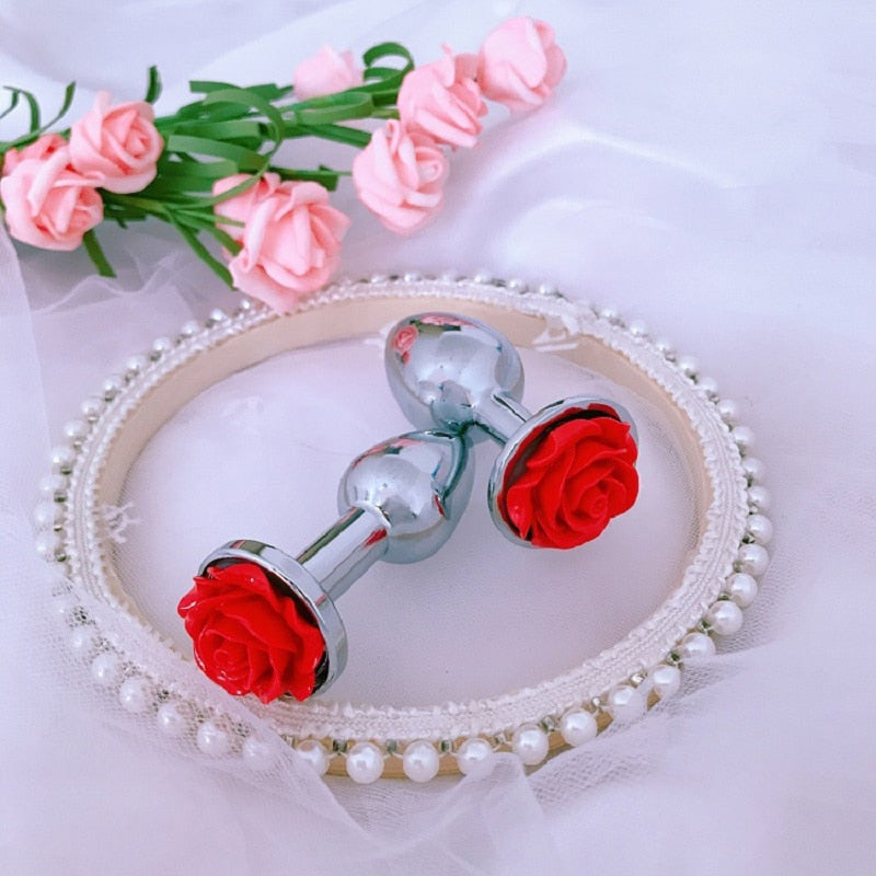 Rose Flower Anal Plug for Men and Women  Masturbator Adult Sex Goods Stainless Steel Butt  Toys  Adults  Products - buysextoyth