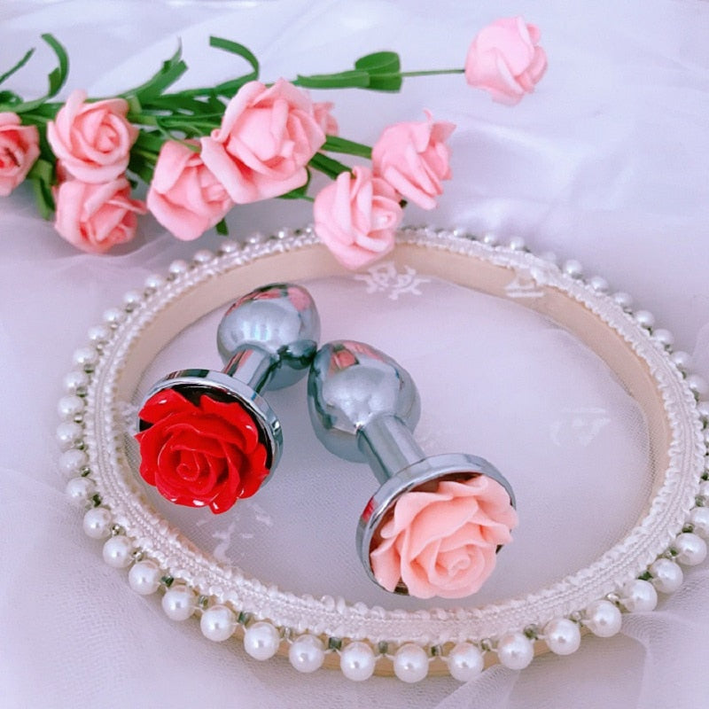 Rose Flower Anal Plug for Men and Women  Masturbator Adult Sex Goods Stainless Steel Butt  Toys  Adults  Products - buysextoyth