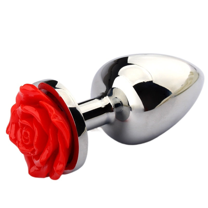 Rose Flower Anal Plug for Men and Women  Masturbator Adult Sex Goods Stainless Steel Butt  Toys  Adults  Products - buysextoyth