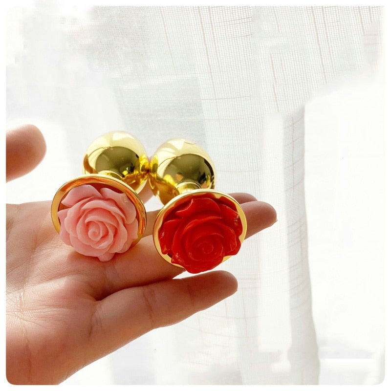 Rose Flower Anal Plug for Men and Women  Masturbator Adult Sex Goods Stainless Steel Butt  Toys  Adults  Products - buysextoyth