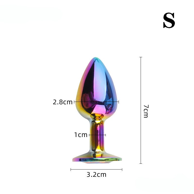 Rose Gold Rainbow Heart Shape Crystal Metal Anal Beads Butt Plug Jewelry Ass Small Medium Size Set Sex Toy for Female Male M-21 - buysextoyth