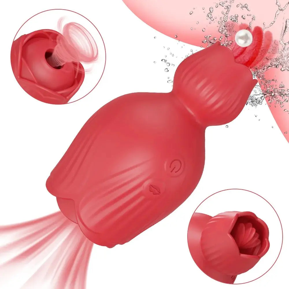 Rose Sucking Tongue Licking Vibrator for Women Clitoris Stimulator Oral Nipple Vacuum Clit Sucker Female Sex Toys for Adults - buysextoyth