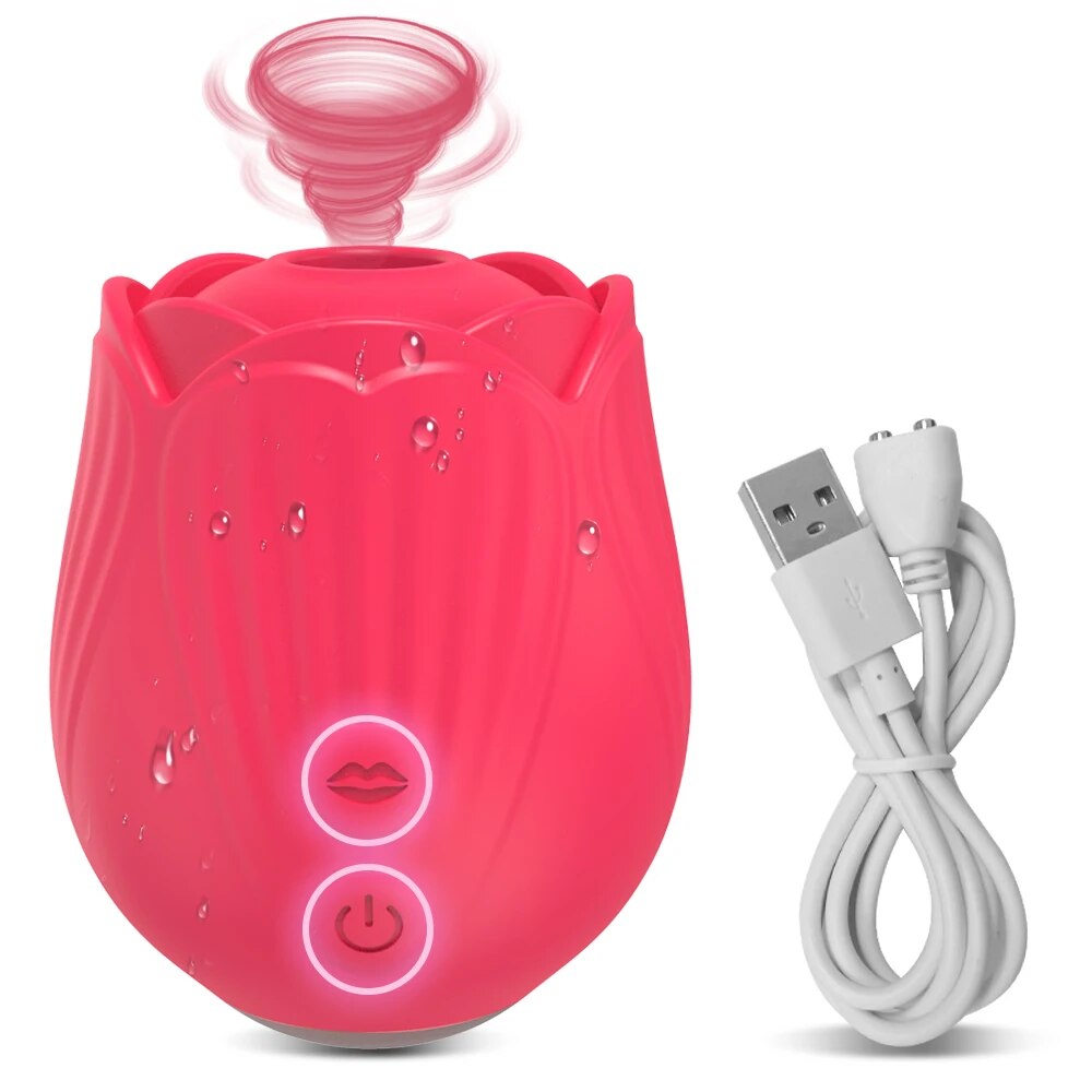 Rose Sucking Tongue Licking Vibrator for Women Clitoris Stimulator Oral Nipple Vacuum Clit Sucker Female Sex Toys for Adults - buysextoyth
