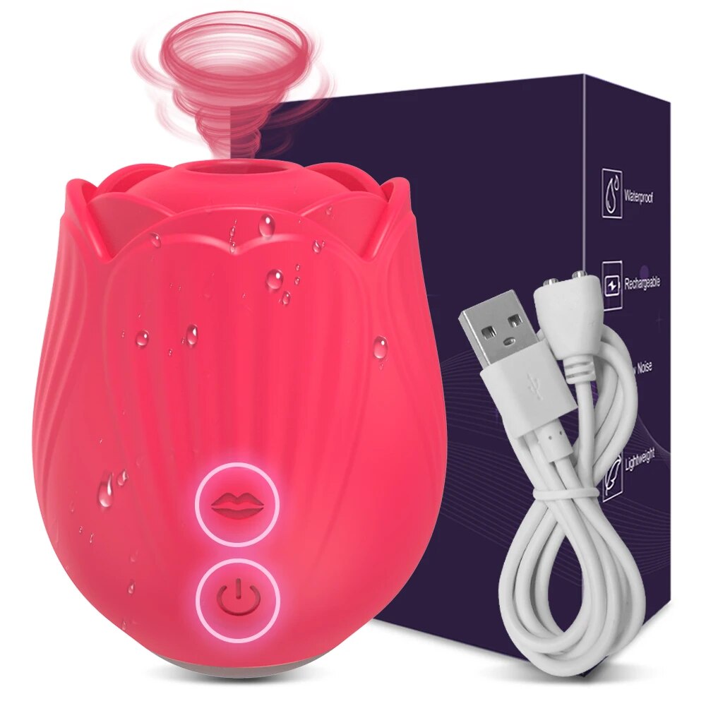 Rose Sucking Tongue Licking Vibrator for Women Clitoris Stimulator Oral Nipple Vacuum Clit Sucker Female Sex Toys for Adults - buysextoyth