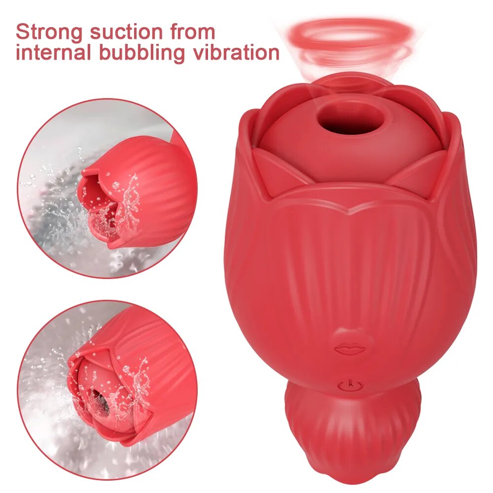 Rose Sucking Tongue Licking Vibrator for Women Clitoris Stimulator Oral Nipple Vacuum Clit Sucker Female Sex Toys for Adults - buysextoyth