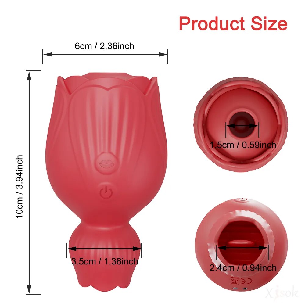 Rose Sucking Tongue Licking Vibrator for Women Clitoris Stimulator Oral Nipple Vacuum Clit Sucker Female Sex Toys for Adults - buysextoyth