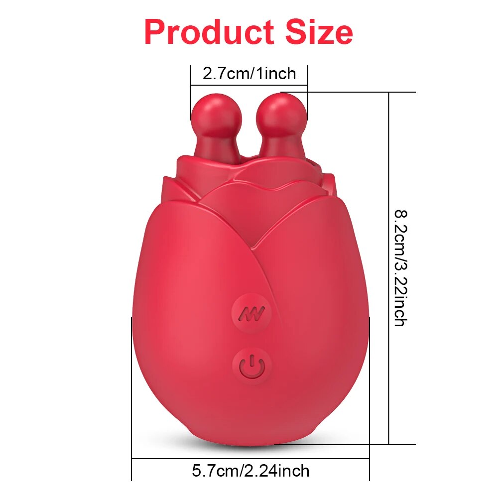 Rose Toy Vibrator for Women with Wiggling Tongue Licking 10 Modes Nipple Clitoris Stimulator Sex Toys Goods for Adults Female - buysextoyth