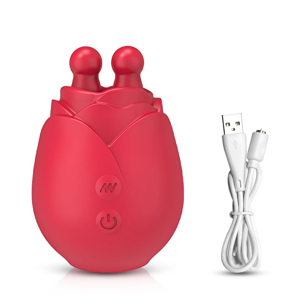 Rose Toy Vibrator for Women with Wiggling Tongue Licking 10 Modes Nipple Clitoris Stimulator Sex Toys Goods for Adults Female - buysextoyth