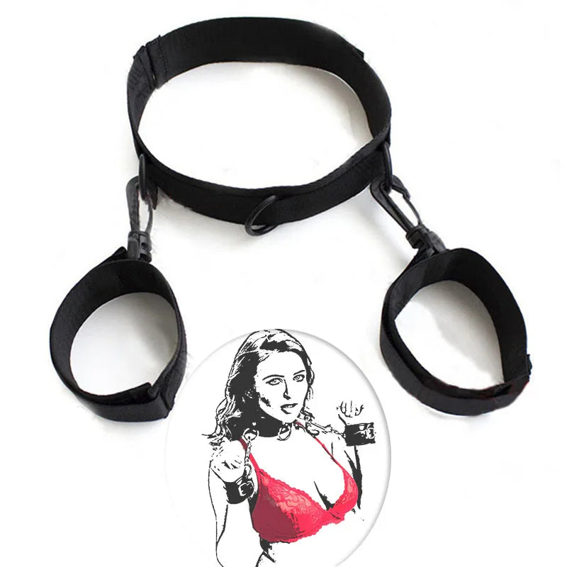 BDSM Neck Restraint Handcuff Adjustable Fastener SM Slave Sex Toy Nylon Handcuffs Erotic 18+ Adult Game Tool Kit Sex Shop - buysextoyth