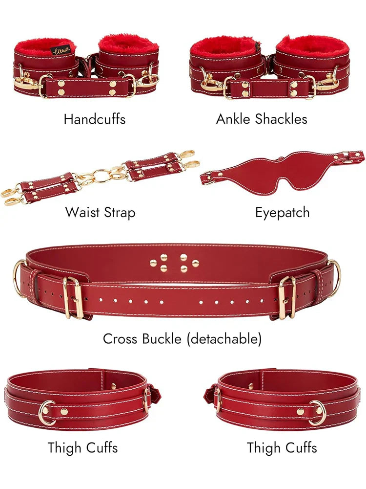 Sex Bondage BDSM Handcuffs Ankle Cuff Restraints SM Slave Waist Harness Couple Fetish Toy Kits Hand Restraint Cuff Eyeblinder - buysextoyth