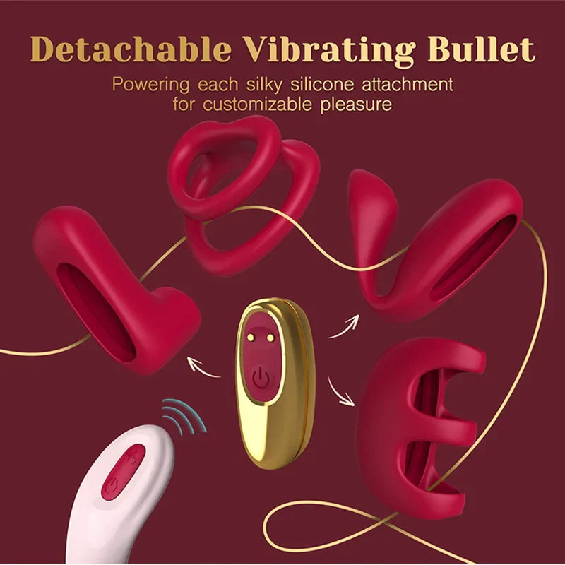 Tracy's Dog Love Vibrator Kit Removable Vibrating Bullet with 4 Silicone Attachments Remote Adult Sex Toys for Women & Partners - buysextoyth