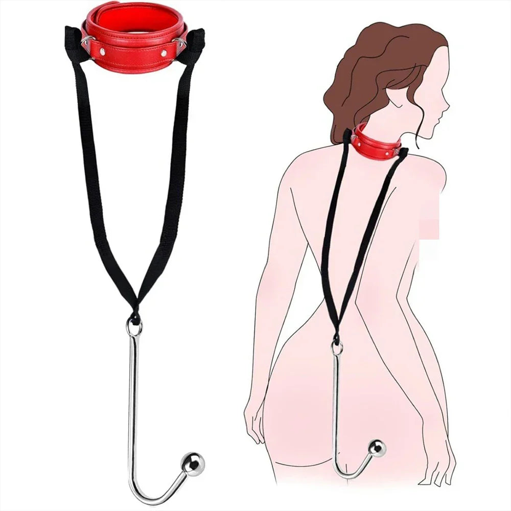 Sex Bondage BDSM Kit Sexy Slave Adjustable Leather Hand Ankle Cuffs Choker Anal Plug for Couple SM Sex Games Tool Cosplay Toys - buysextoyth