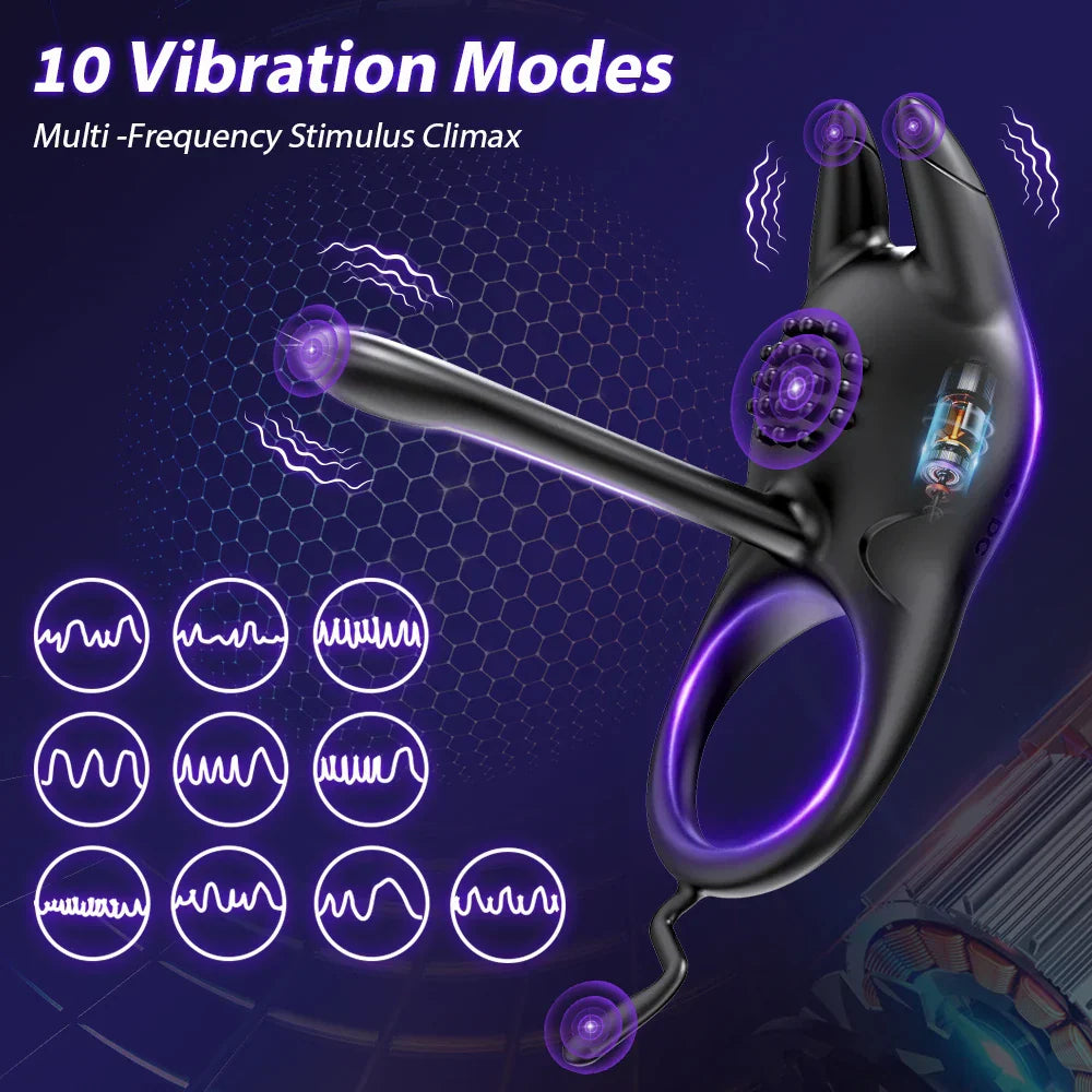 Vibrating Penis Ring for Men Delay Ejaculation Cock Ring Male Penis Massager Clitoral G Spot Stimulation Sex Toys for Couples - buysextoyth