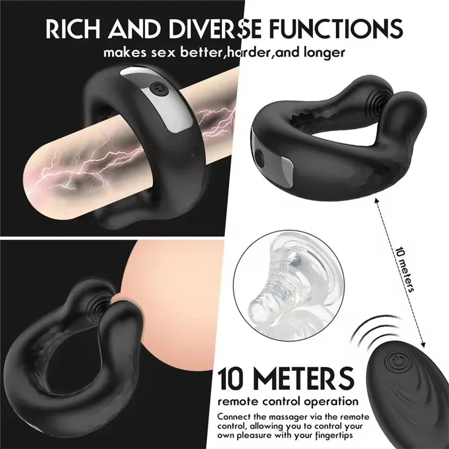 Wireless Remote Vibrating Penis Ring Cock Ring Vibrator Delay Ejaculation Cockring Male Masturbator Sex Toys For Men Gay 18 - buysextoyth