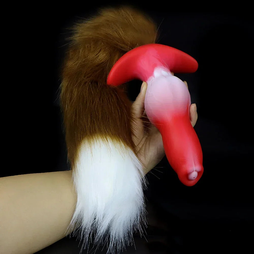 Adult Sex Games Anal Plug With Tail Soft Silicone Dog Knot Butt Plug Wearable Tail Detachable Cosplay Sex Toys For Women Men - buysextoyth