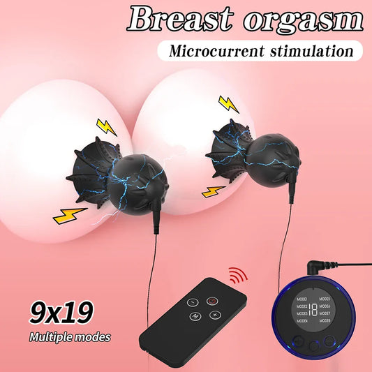 Nipple Sucker Clamps Electro Stimulator Nipples Pussy Breast Clit Masturbator Breast Enlarger Sex Toy Bdsm Tool Electric Shocker - buysextoyth