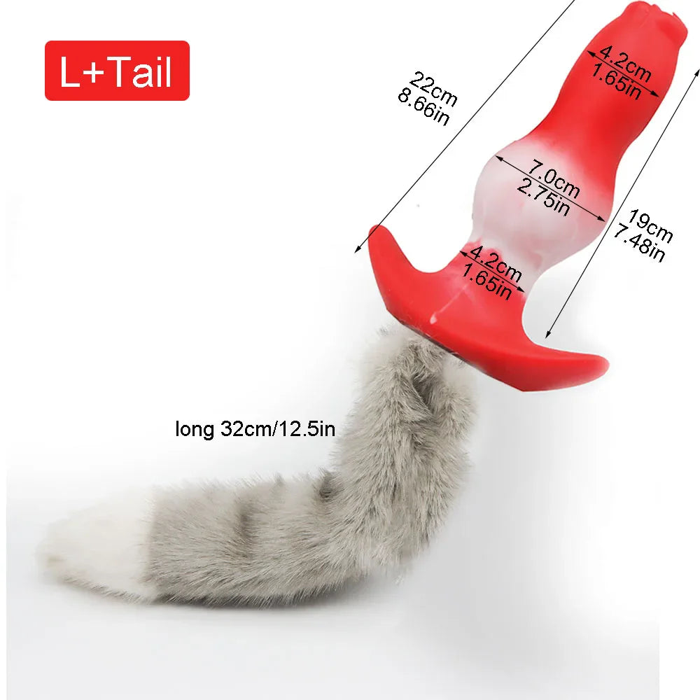 Adult Sex Games Anal Plug With Tail Soft Silicone Dog Knot Butt Plug Wearable Tail Detachable Cosplay Sex Toys For Women Men - buysextoyth