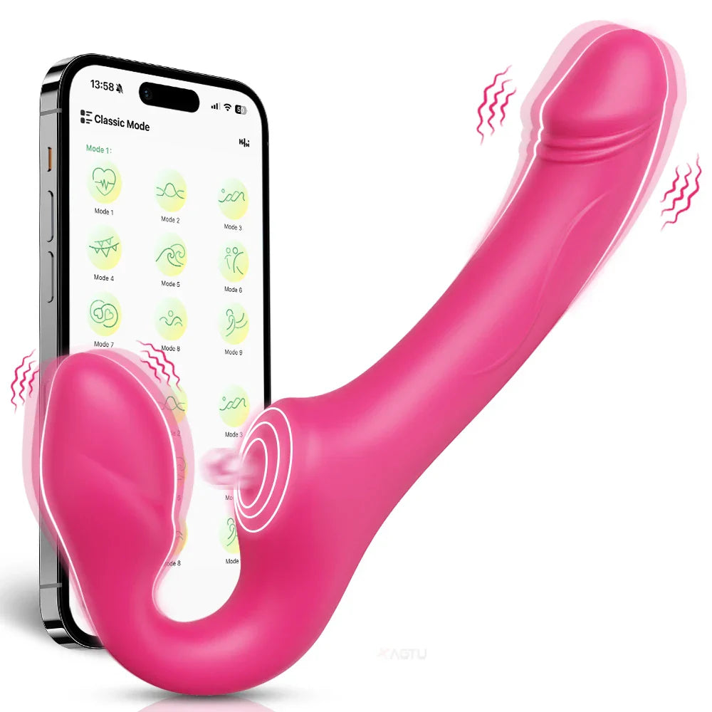 APP Control Double-Ended Vibrator for Women G-Spot Dildo Penis Removable Vagina Vibrating Adult Sex Toys for Lesbian Couples - buysextoyth