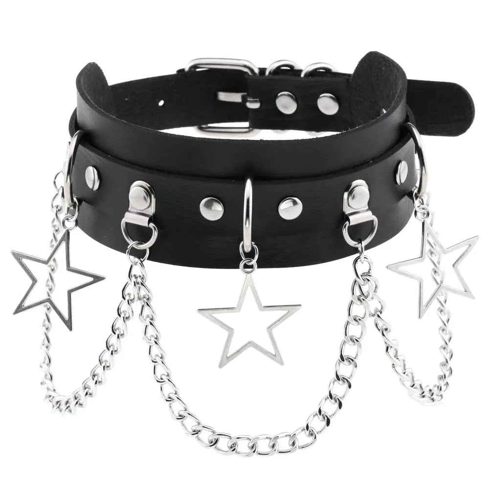 BDSM Different Style Fashion Punk Men Torques Necklace Gothic PU Leather Choker Collar Necklace Women Body Chain - buysextoyth