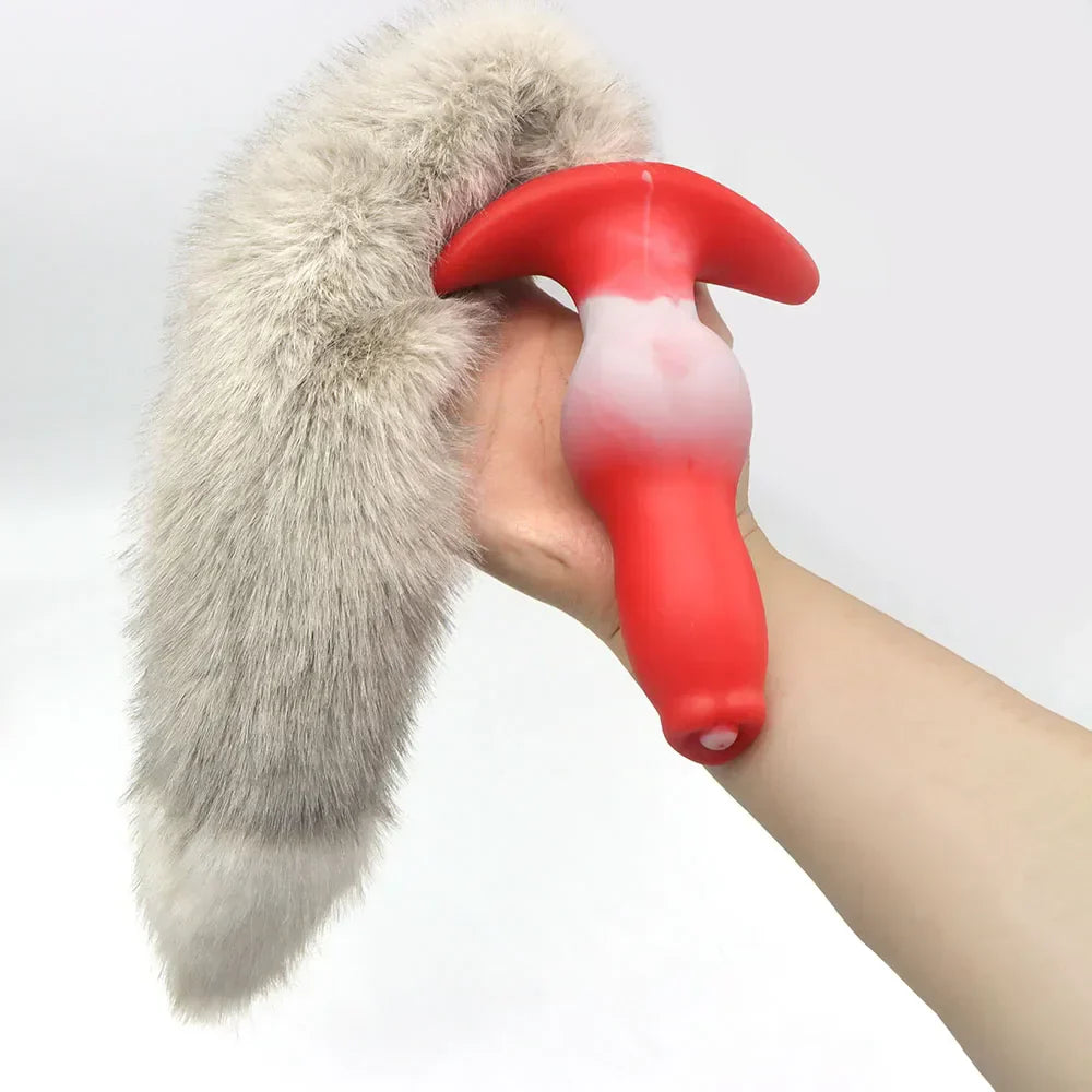 Adult Sex Games Anal Plug With Tail Soft Silicone Dog Knot Butt Plug Wearable Tail Detachable Cosplay Sex Toys For Women Men - buysextoyth