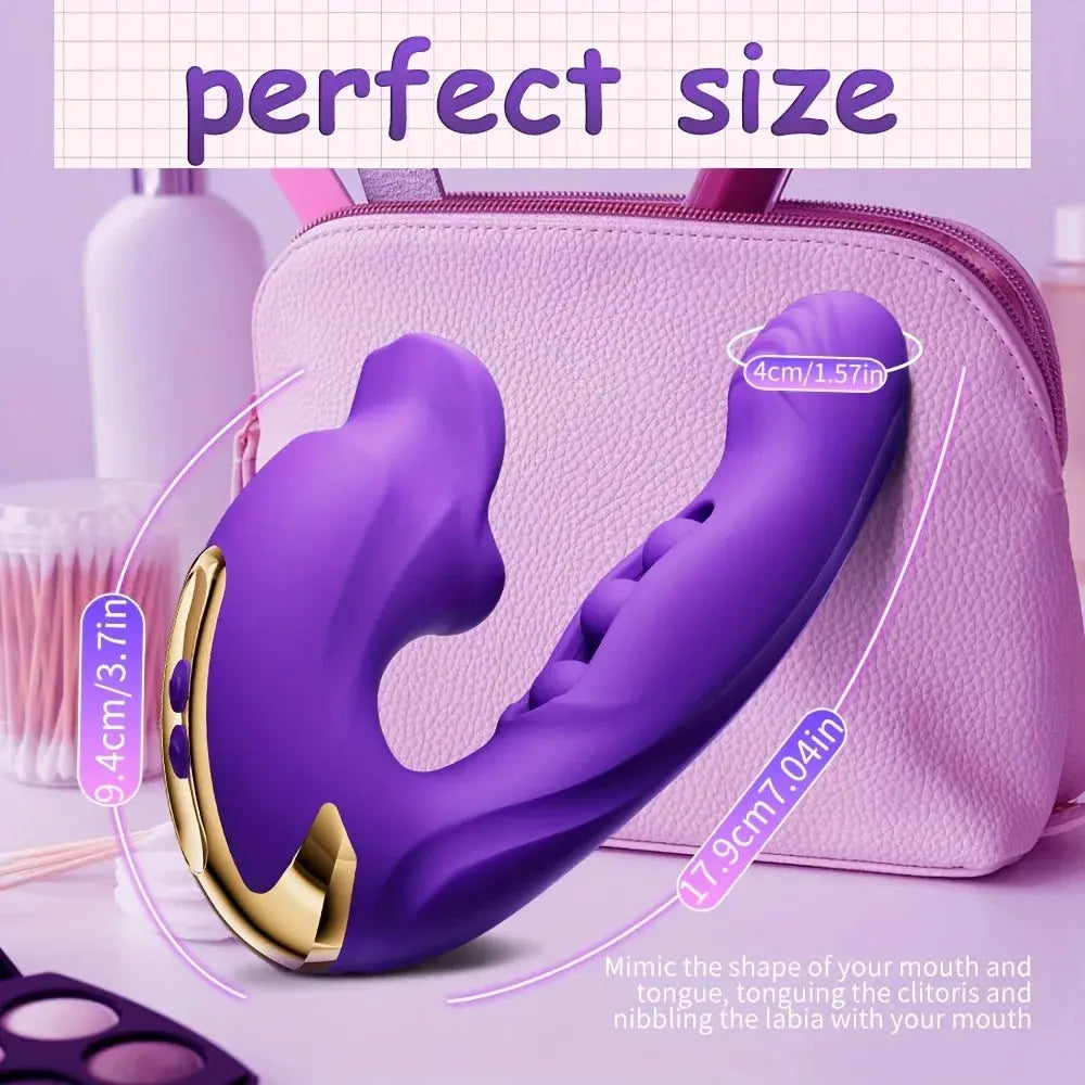 3 in 1 Realistic Lips Clitoris Vibrator for Woman G Spot Sex Toy with 10 Flapping Vibrating and Licking Tongue Modes Masturbator - buysextoyth
