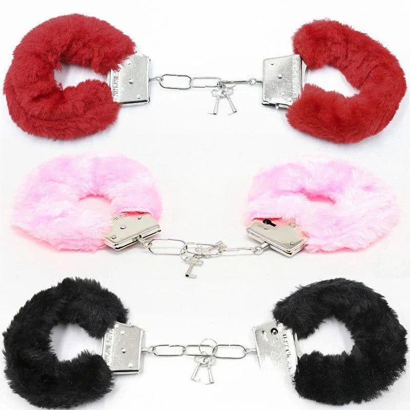 Fuzzy Plush Handcuffs  Soft Bondage Restraints for Couples Play  Adjustable  Comfortable - buysextoyth