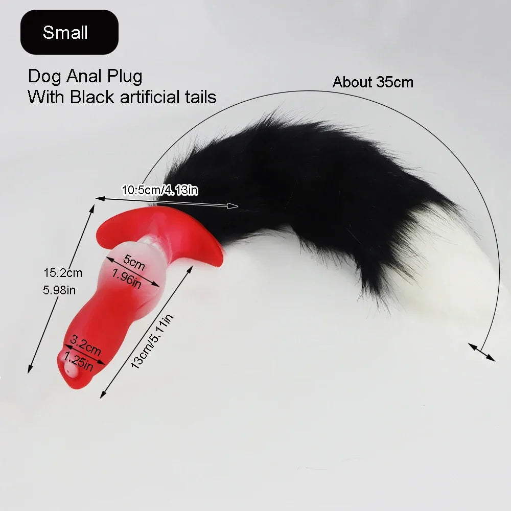 Adult Sex Games Anal Plug With Tail Soft Silicone Dog Knot Butt Plug Wearable Tail Detachable Cosplay Sex Toys For Women Men - buysextoyth