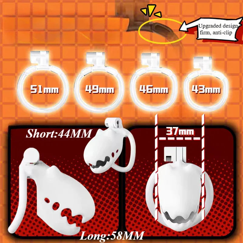 Furry Cute Male Chastity Cage CB Lock SM Flirting Adult Toy Bondage Device for Gay Erotic Urethral Lock with 4Ring Wrapped Penis - buysextoyth