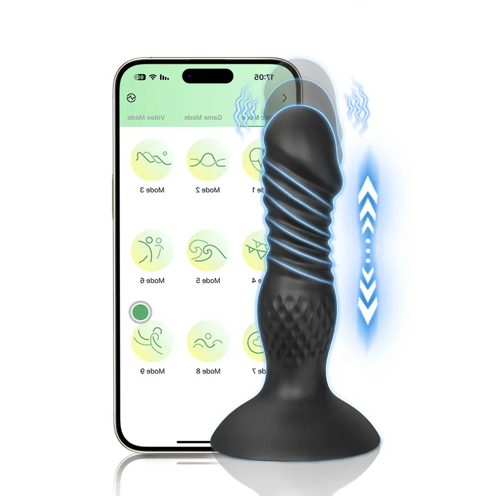 Male Thrusting Prostate Massager Butt Plug for Men APP Control Telescopic Anal Plug Prostate Vibrator for Gay Sex Toy for Men - buysextoyth