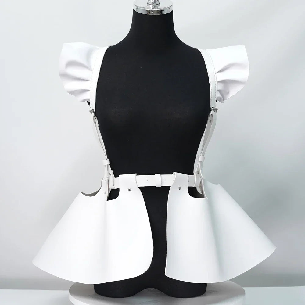 skirt Women's Belts Fashion Leather Body Harness Belt Skirt With Ruffle Hem Gothic Style Waist &Shoulder Belt Clothing Accessory - buysextoyth