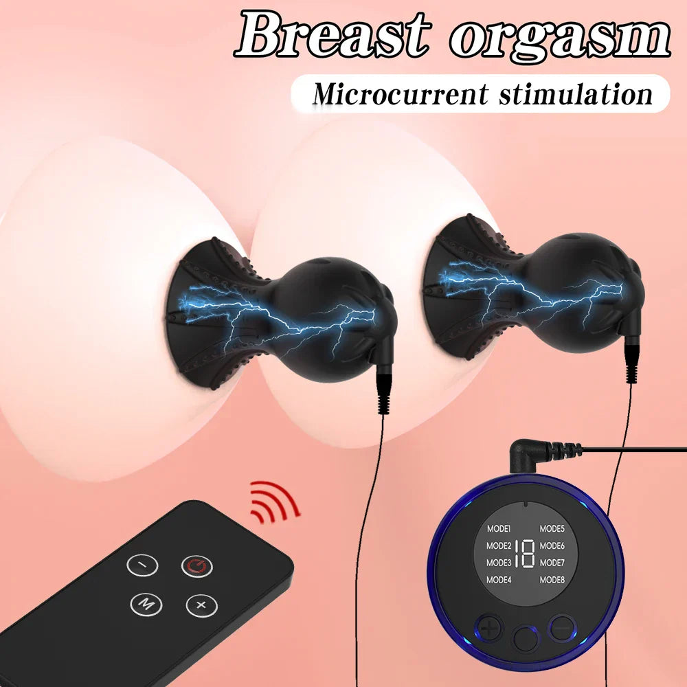 Nipple Sucker Clamps Electro Stimulator Nipples Pussy Breast Clit Masturbator Breast Enlarger Sex Toy Bdsm Tool Electric Shocker - buysextoyth